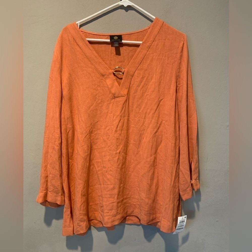 JM Collection Burnt Orange V-Neck Blouse